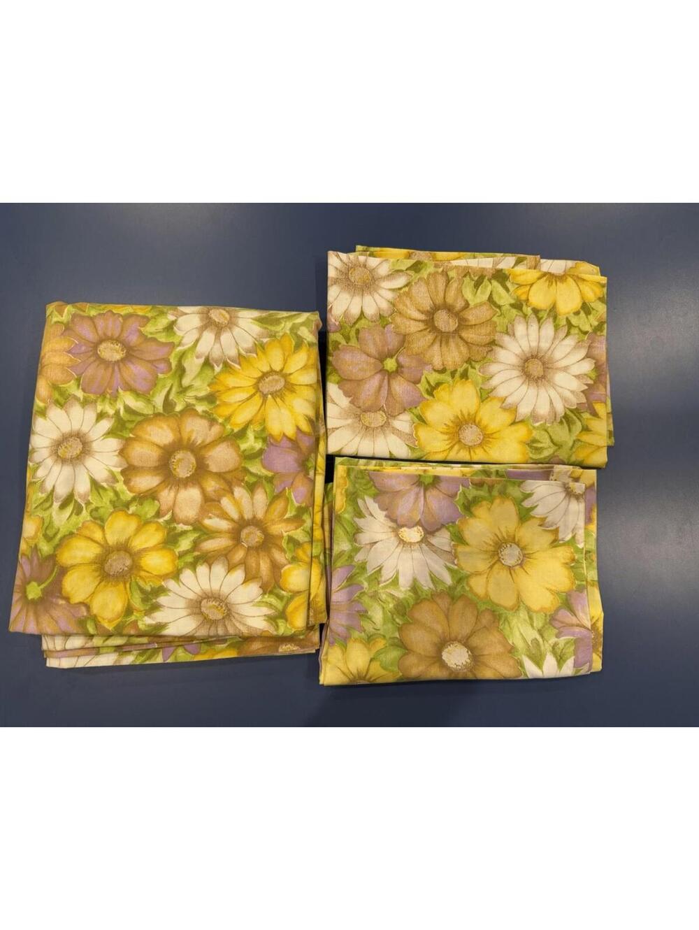 Vintage Daises Cannon Monticello Flat Sheet W/ 2 Pillow Cases Dbl/Full